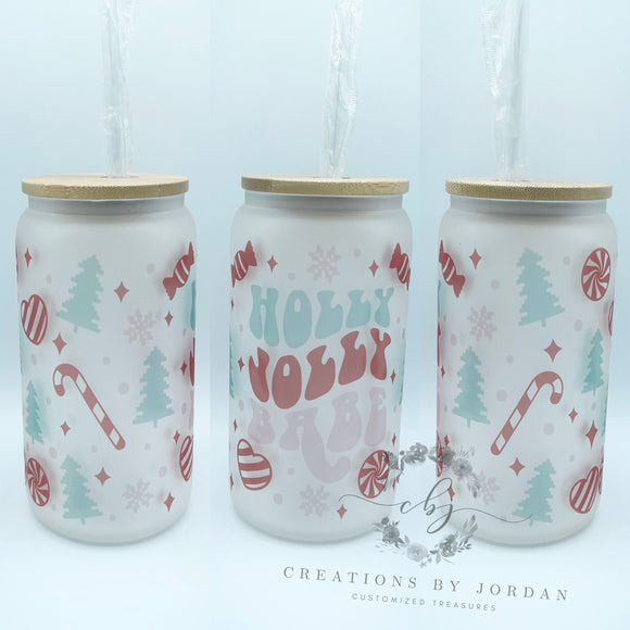 Holly Jolly Babe 16oz Glass Can