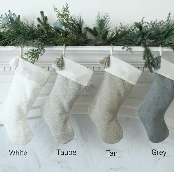 PRE ORDER - Linen with Tassel Stockings